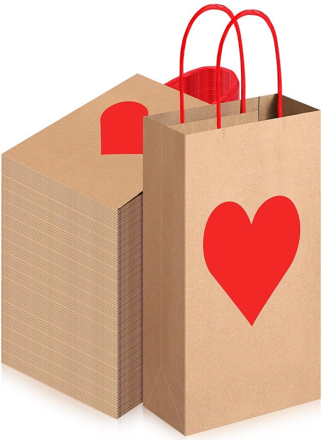 Engrowtic 150 Pcs Valentines Day Gift Bags Valentines Candy Goodie Bags with Handles Heart Love Paper Wrapping Kraft Bags for Galentines Gifts Packing Party Favors - Image 1